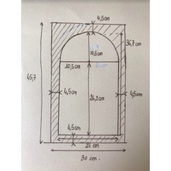 Passe-partout ouverture arc - Ext: 30x45,7cm - Ouverture: voir corquis - Blanc cassé vergé (045)