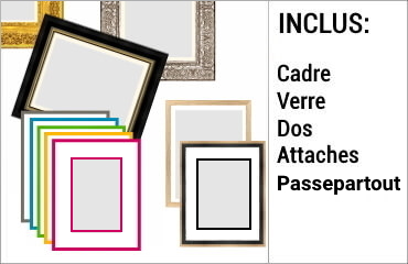 Cadres photos multivues 98x33 Bleu Marine 4 ouverture(s) passe partout  Super Blanc 98x33 encadrement sur mesure